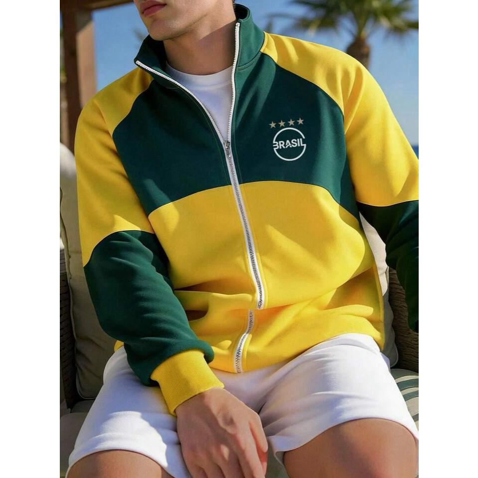 Blusa Masculina Brasil Moletom Copa do Mundo Verde Amarelo Seleção Brasileira