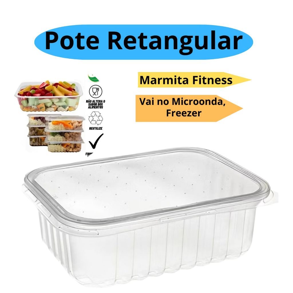 Imagem Kit 24 Unidades Marmita Pote Freezer Microondas Fitness Marmitex Organizador