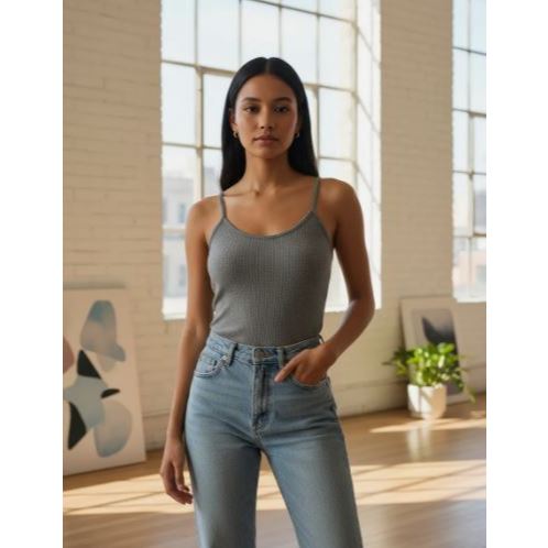 Blusa De Alcinha Canelada Com Bojo Moda Primavera/verão