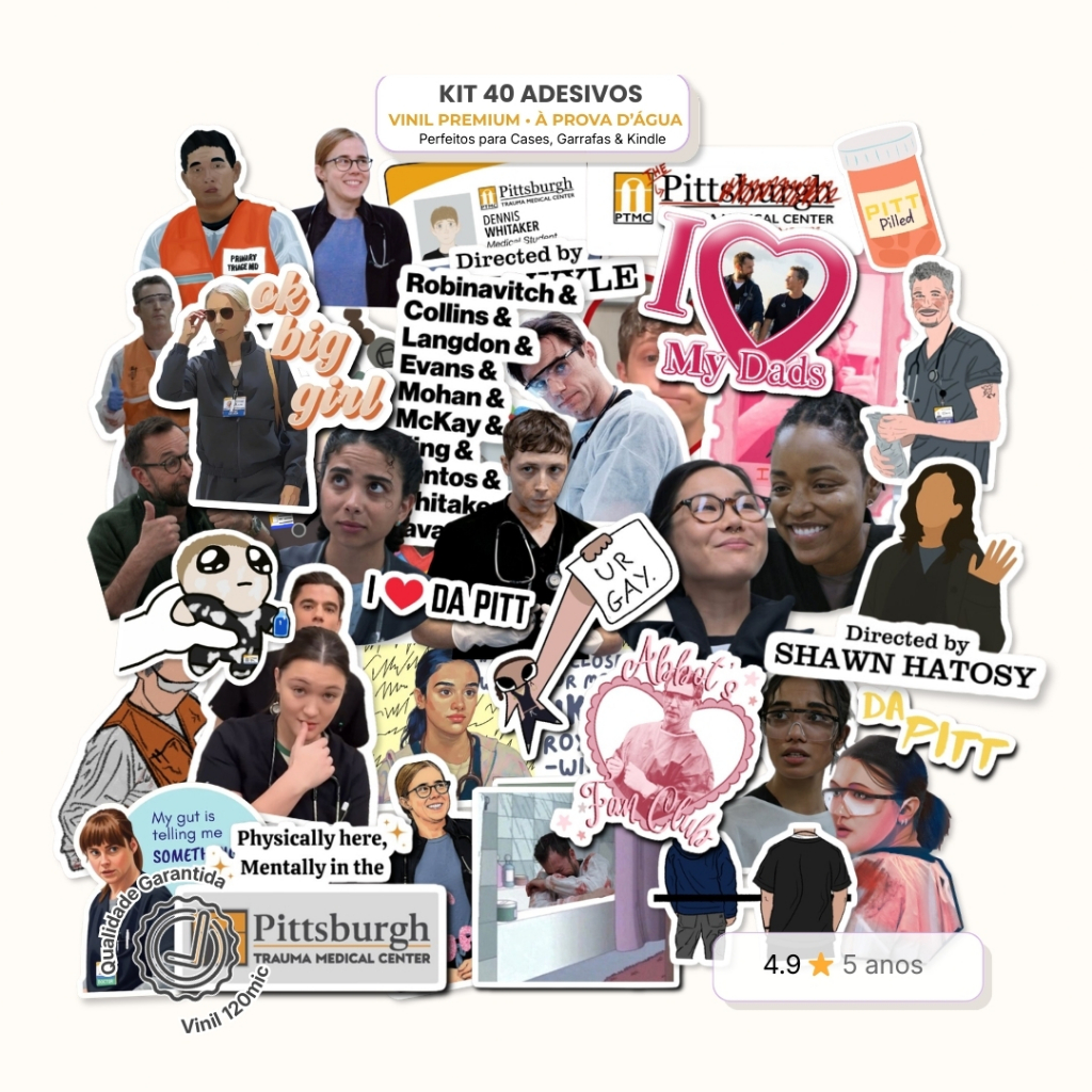 Kit 40 Adesivos THE PITT Tv - Vinil à Prova D’Água | Stickers Papelaria Séries Médica Drama em Oferta na Shopee