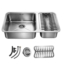 Cuba de Cozinha Gourmet com Escorredor 64x40cm Embutir e Sobrepor Inox 304 Prata Escovada Brinovar