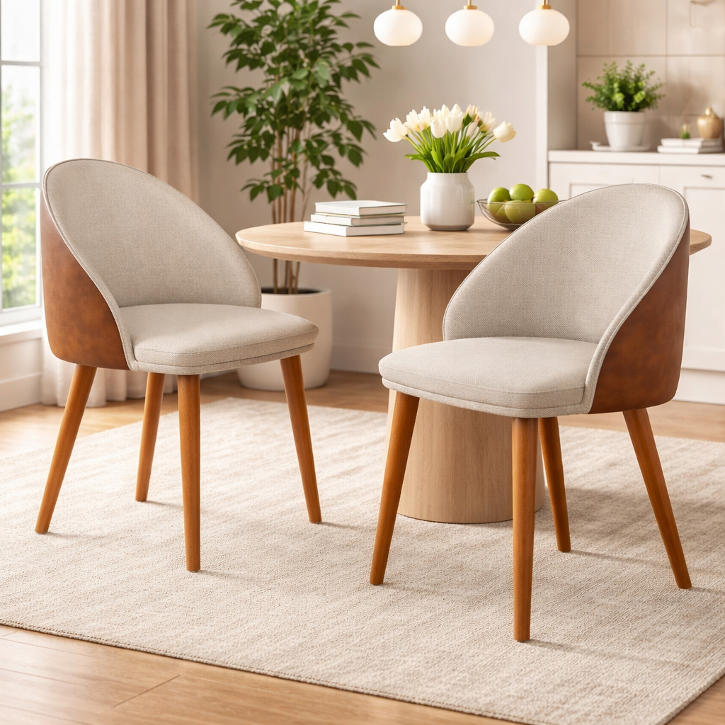 Kit 2 Cadeira Diamante Linho C/couro  Sala Jantar Escritório