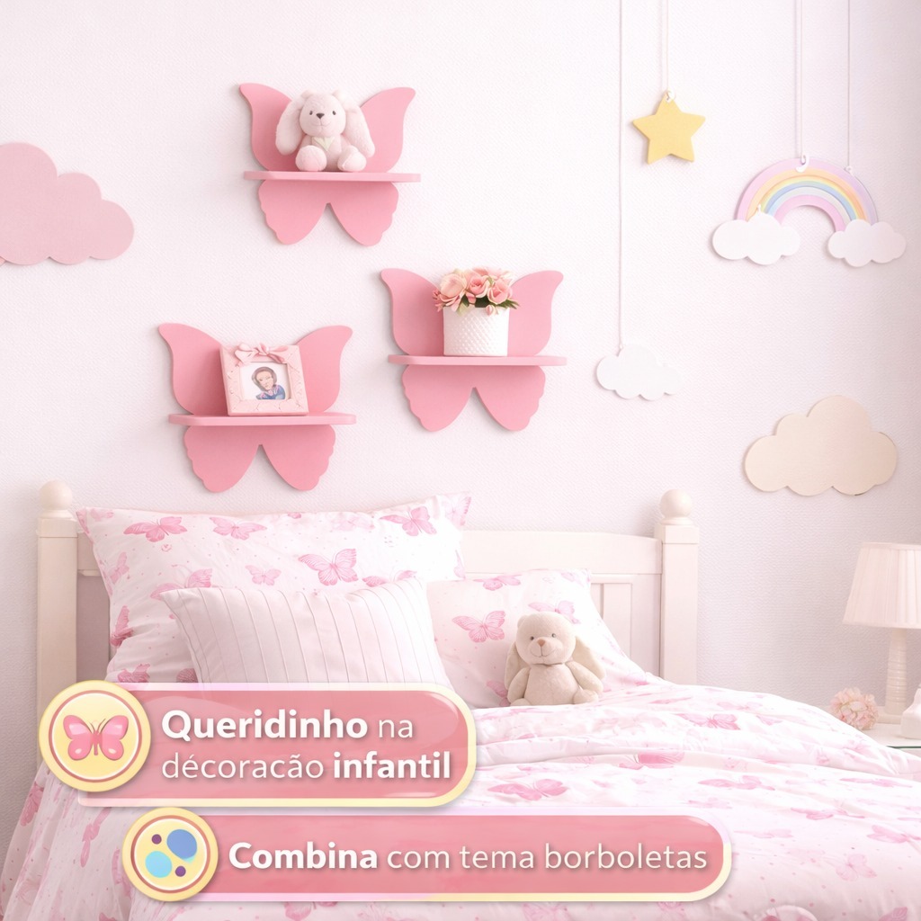 Prateleiras Borboleta Jardim Encantado Quarto Infantil