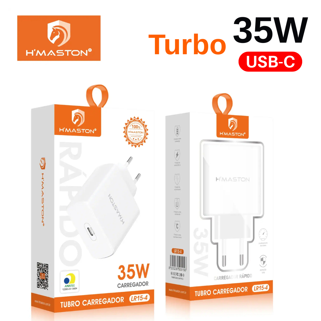 Carregador Tipo-c Turbo 35w Original H'maston LR-15 Fonte PD Carregador Para Celular