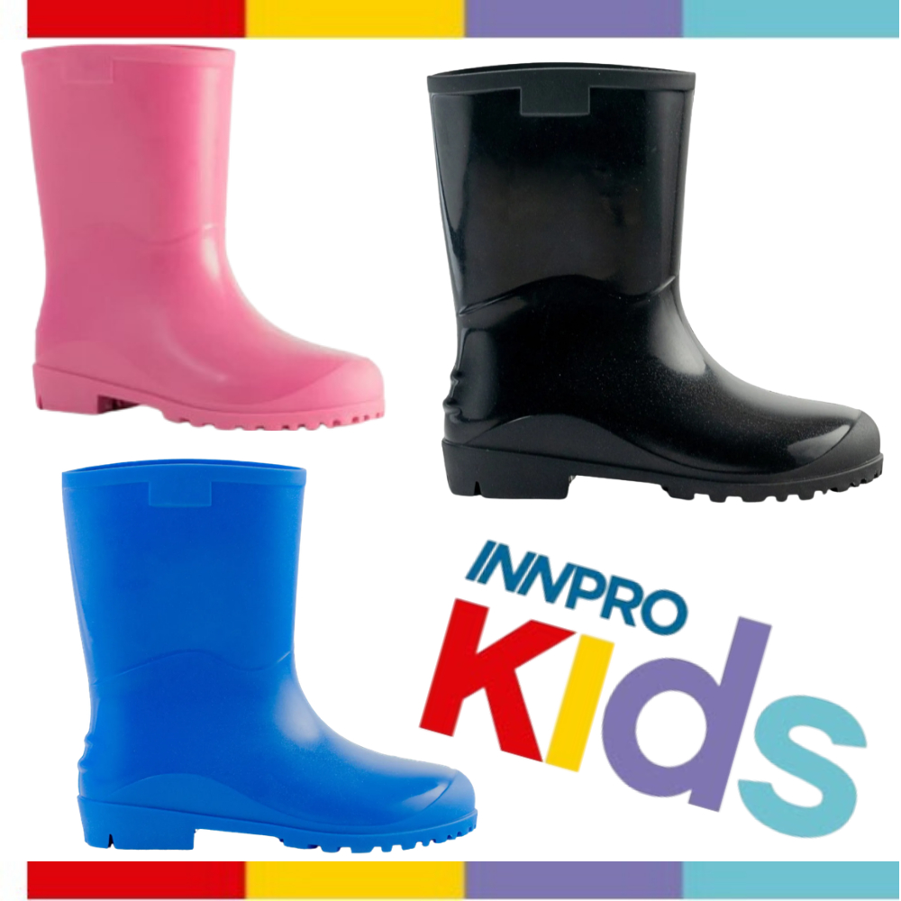 Bota Galocha Infantil Innpro Kids PVC Impermeável, Leve, Confortável e Resistente e Fácil de Limpar