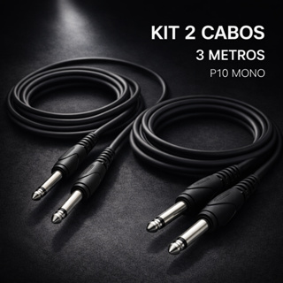Kit 2 Cabos P10 Profissional 3 Metros Blindado Guitarra Violão Pontas Metálicas Reforçado em Oferta na Shopee