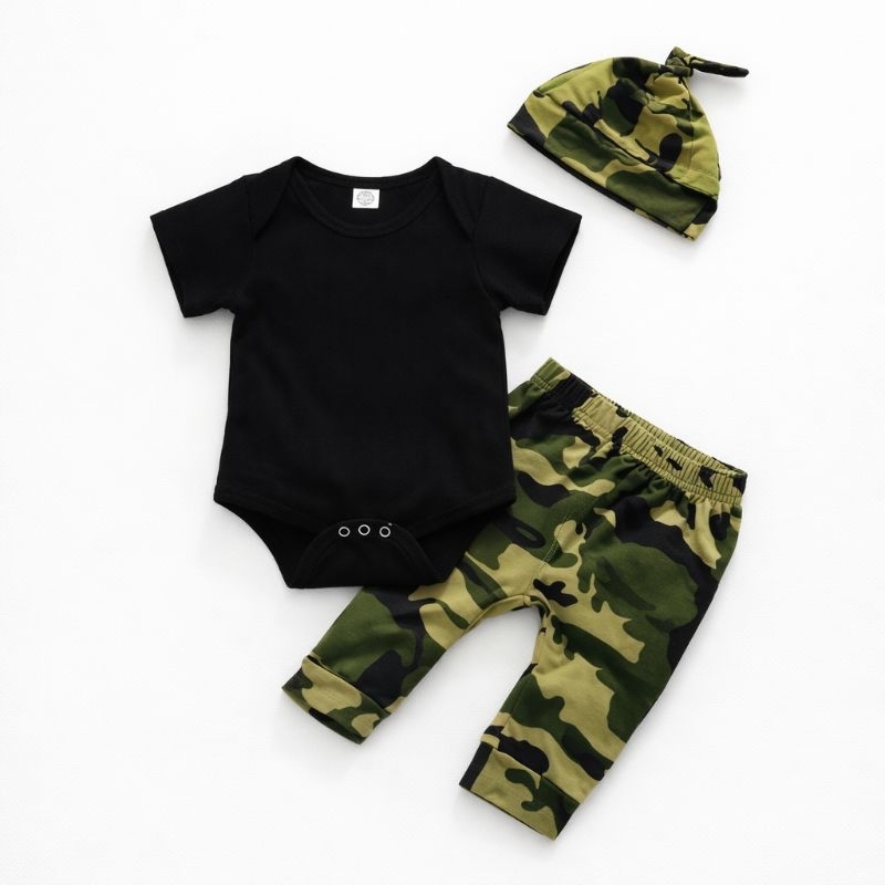 Conjunto Bebe Camuflado Touca Bodie Calça