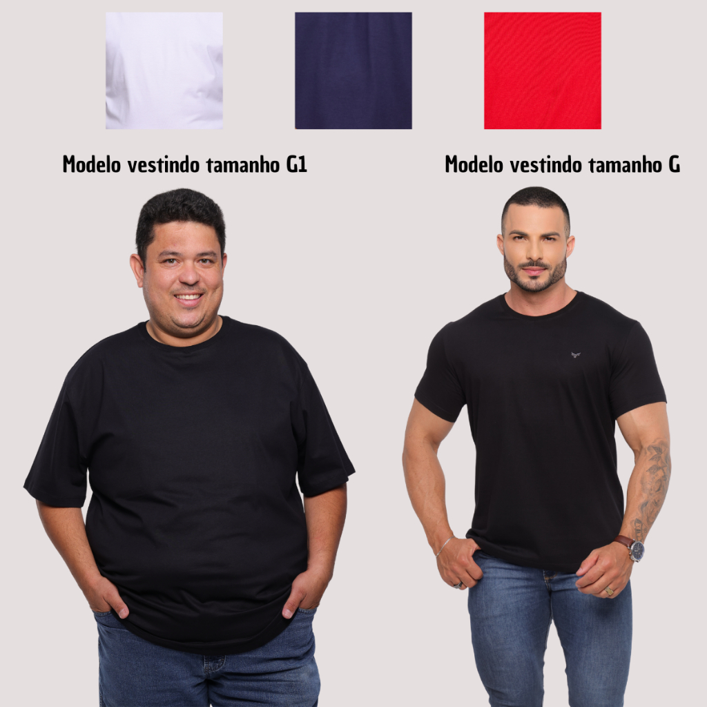 Camiseta Masculina Gola O Básica Lisa 100% Algodão Do P ao G2