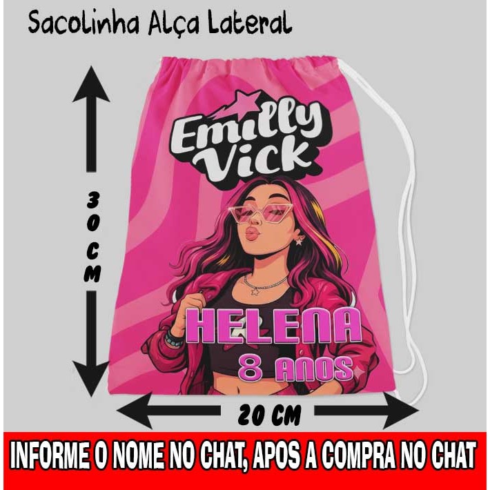 Mochilinha Sacolinha Mochila Saco Sacochila Saquinho Lembrancinha Brinde Aniversario Personalizadas Emilly Vick Dos Rosa