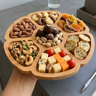 Petisqueira Tábua Flower Redonda para Frios e Queijo em formato de Flor Gamela tipo bambu MDF mesa posta café em Oferta na Shopee