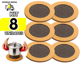 Kit 8 Descanso de Panela Formato Octogonal Quadrado Redondo Ondulado MDF 16,5cm Cozinha Buffet em Oferta na Shopee