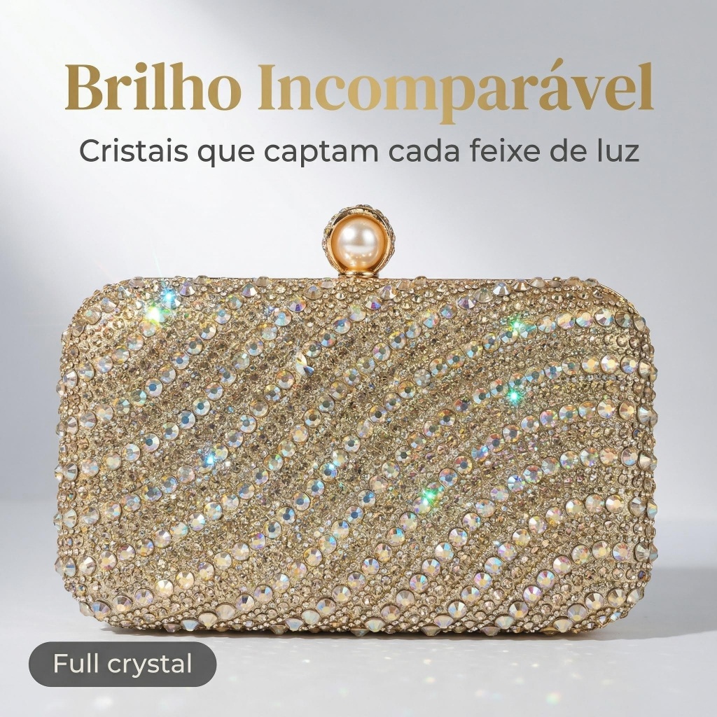 Bolsas de mão,  bolsas de festa, bolsas com strass e pérolas, alças de ombro de corrente removíveis em Oferta na Shopee