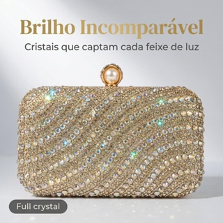 Bolsas de mão,  bolsas de festa, bolsas com strass e pérolas, alças de ombro de corrente removíveis em Oferta na Shopee