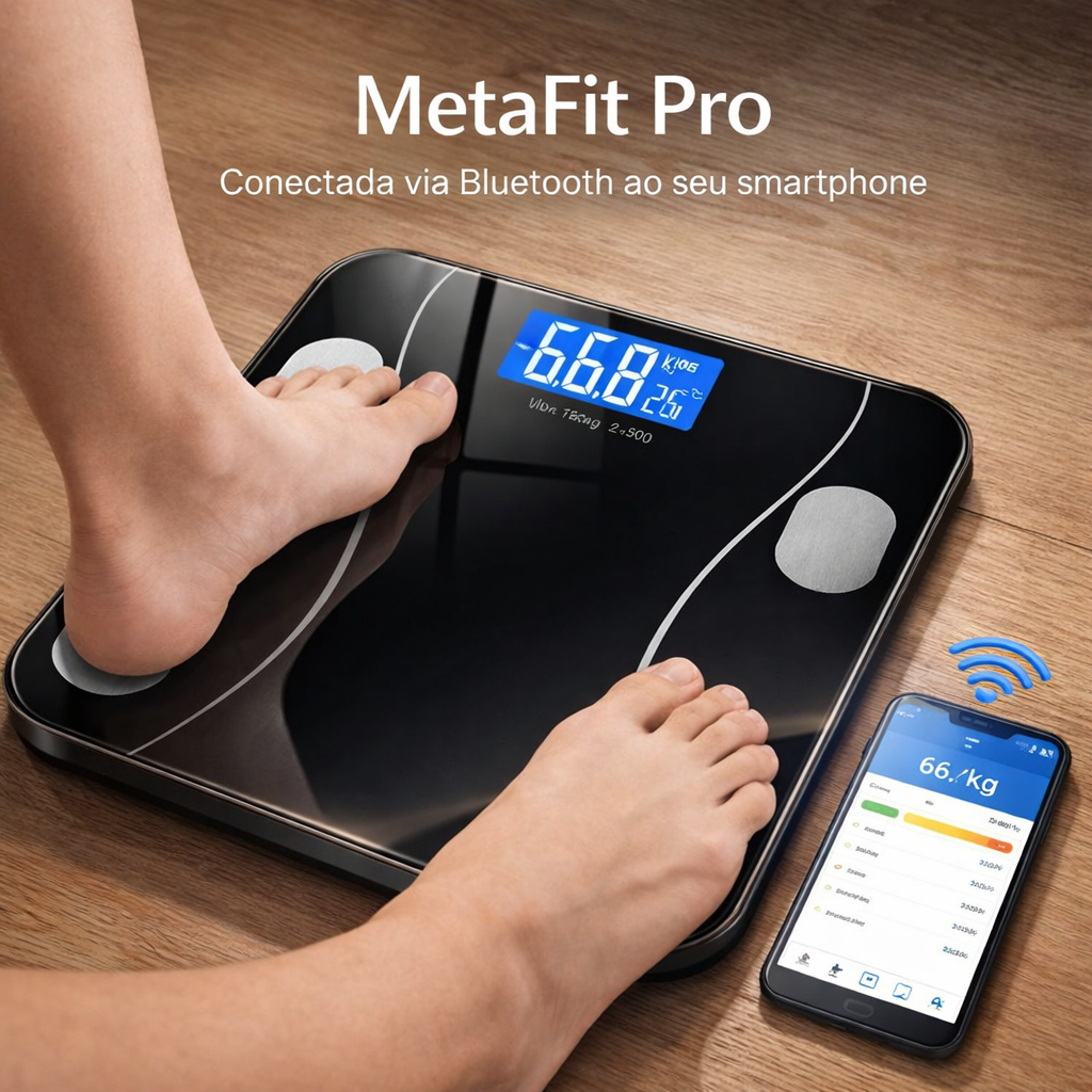Balança Digital Bioimpedância Alta Precisão Peso Corporal Ate 140kg Preta Tecnologia Avançada Medição Saude