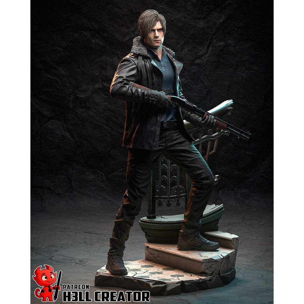 Action figure Leon Kennedy - Resident Evil Requiem - Resina - 3D - Boneco - Colecionável - Diorama - Figura de ação