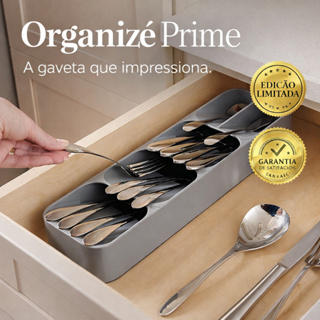 Organizé Prime Porta Talheres Compacto para Gaveta Cozinha Cinza Divisórias Inteligentes em Oferta na Shopee