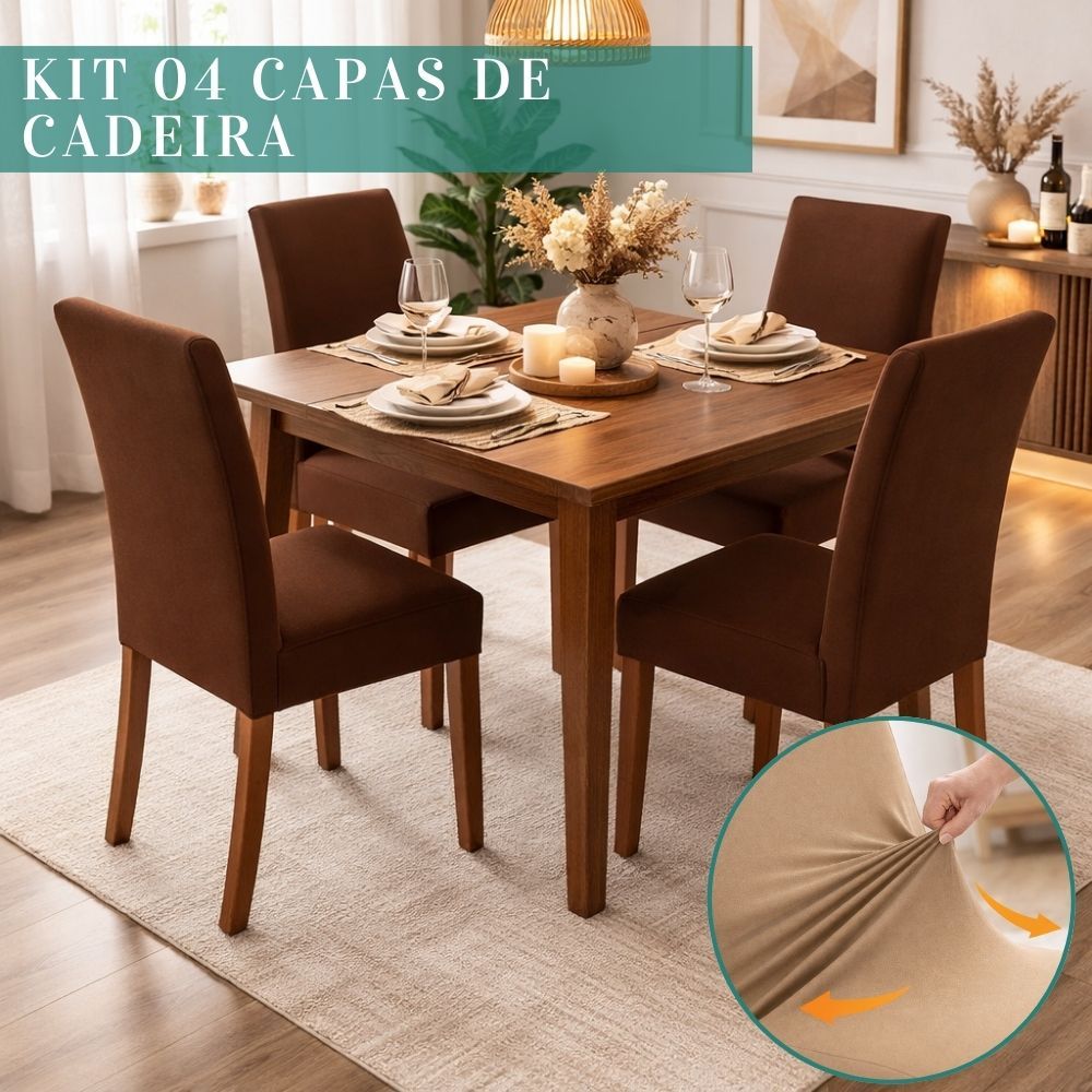 Kit 4 Capas para Cadeira com Elástico Malha Gel Imperdível