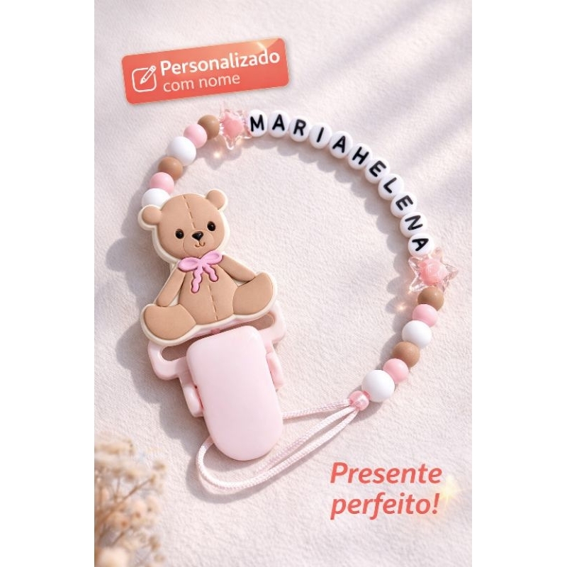 Prendedor de Chupeta Personalizado com Nome | Porta Chupeta Bebê | Presente para menina e menino