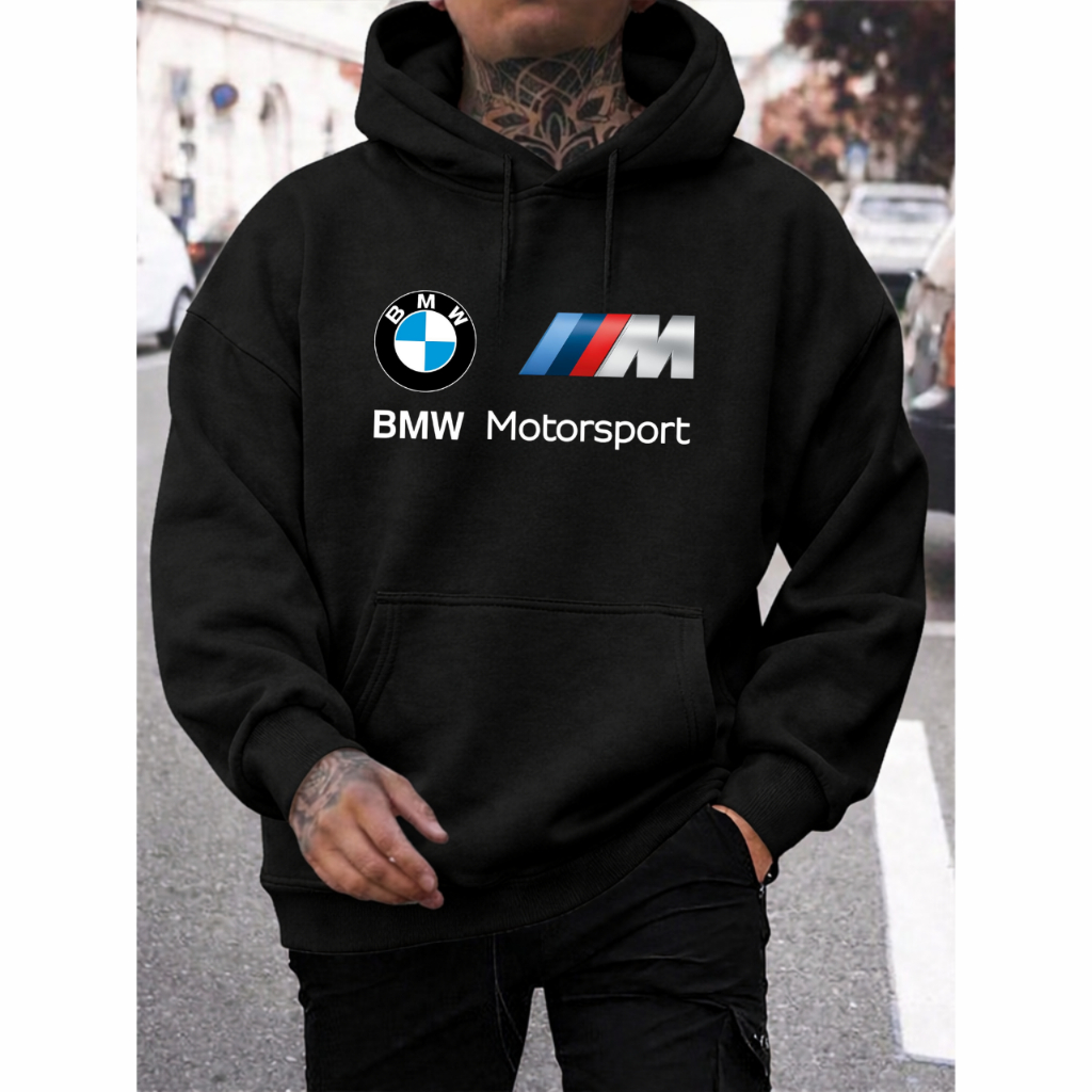 Moletom BMW Motorsport Masculino Canguru Com Capuz Confortável Inverno Tendência Blusa De Frio