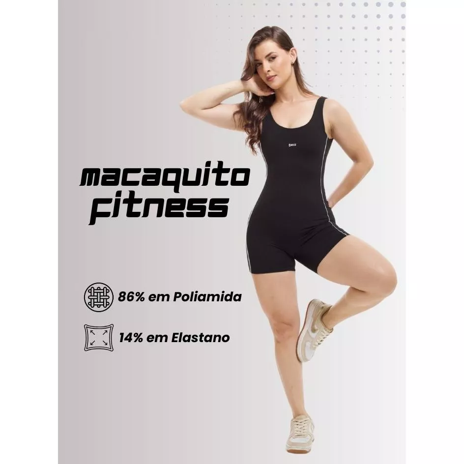 Macaquito Fitness Poliamida com Elastano Zero Transparência Modelador Com Compressão e Confortável — imagem 1