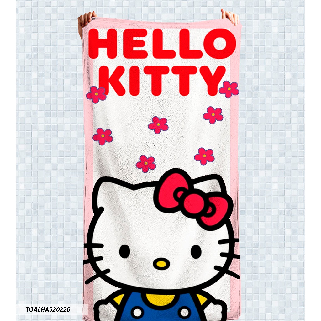 Toalha De Banho Infantil Premium Hello Kitty em Oferta na Shopee
