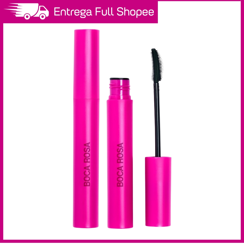 Rímel Máscara de Cílios Boca Rosa Preta Secagem Rápida Aplicador Curvo em Oferta na Shopee