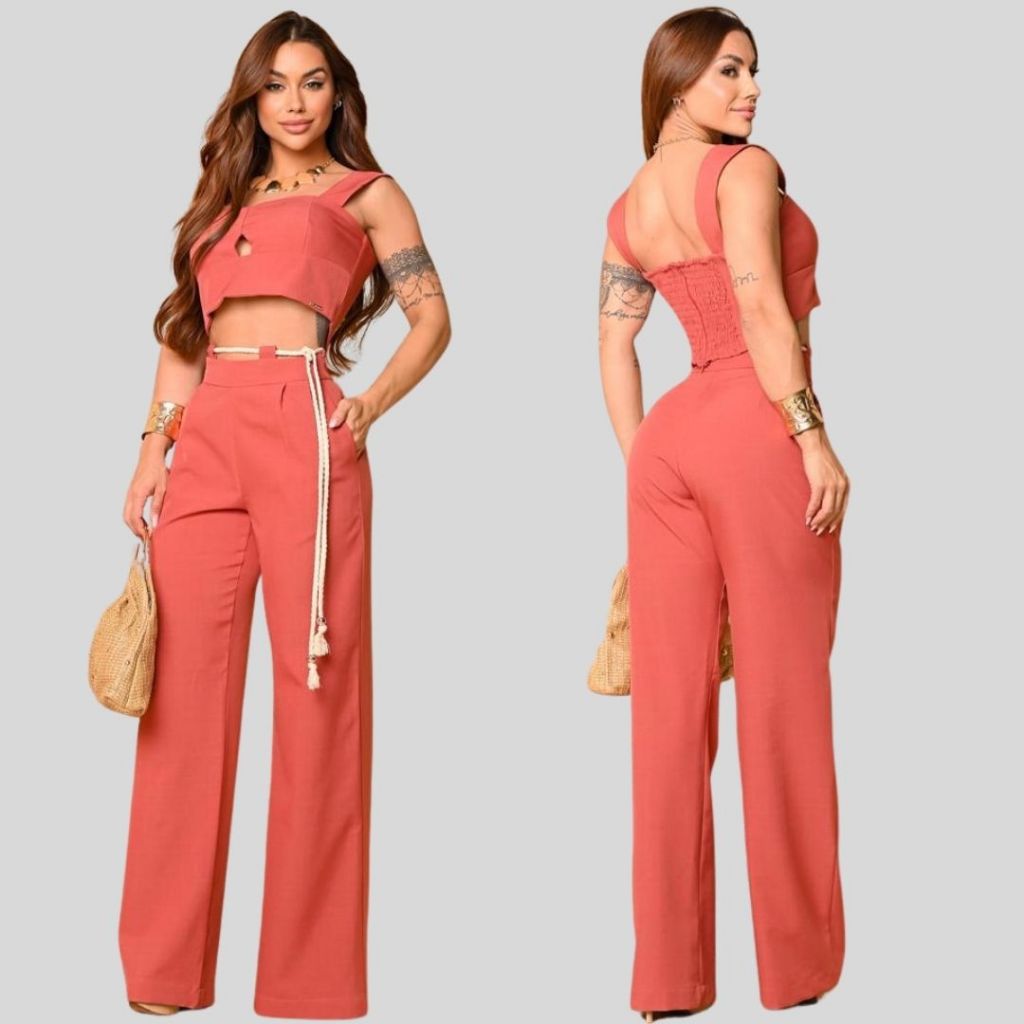 Conjunto Antônia  Alfaiataria Luxo Conjunto alfaiataria feminino Básico Confortável moda luxo verão