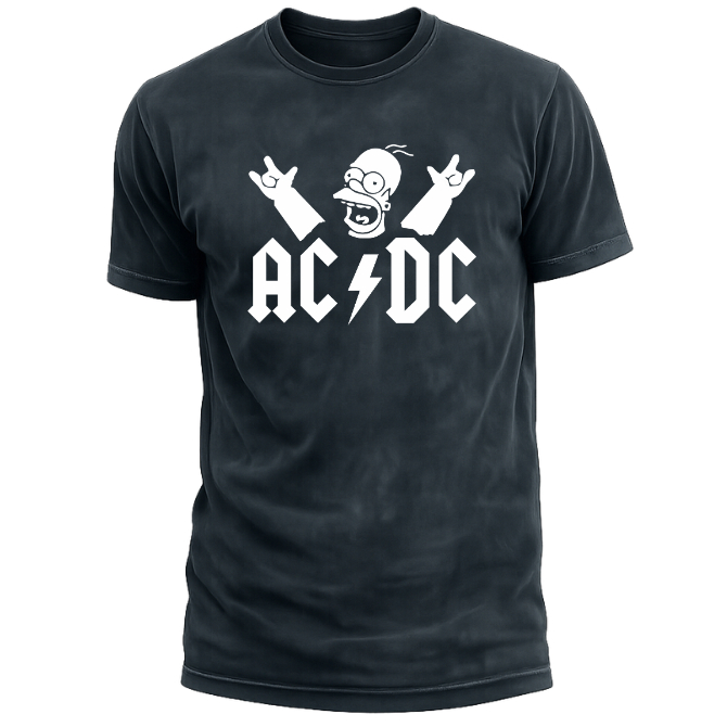 Camiseta AC/DC RCK Rock Estonada Marmorizada Modelagem Solta Cores Exclusivas Estilo Vintage Premium