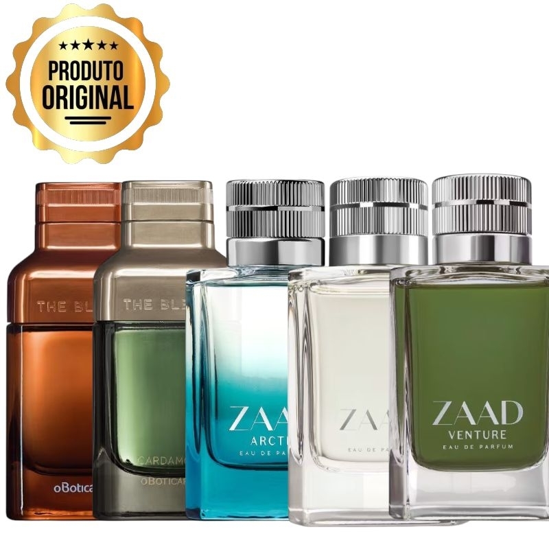 Colônia Masculina Boticario: Malbec tipos, Quasar Vision, Zaad Intense, The Blend Cardamom, Coffee. Escolha o seu: