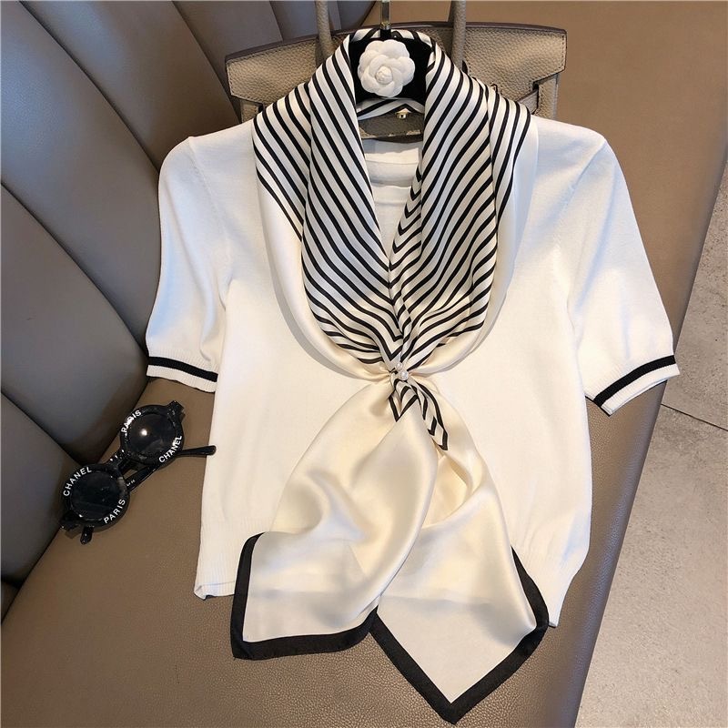 Lenço Feminino Multiuso Cetim 90x90 Bandana Turbante e Cropped Feminino Use Como Top Tamanho Grande