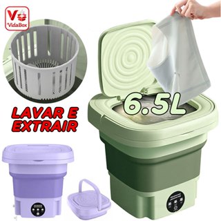 Mini Máquina de Lavar 6.5L Portátil Dobrável com Centrífuga para Roupas Pequenas Moderna em Oferta na Shopee