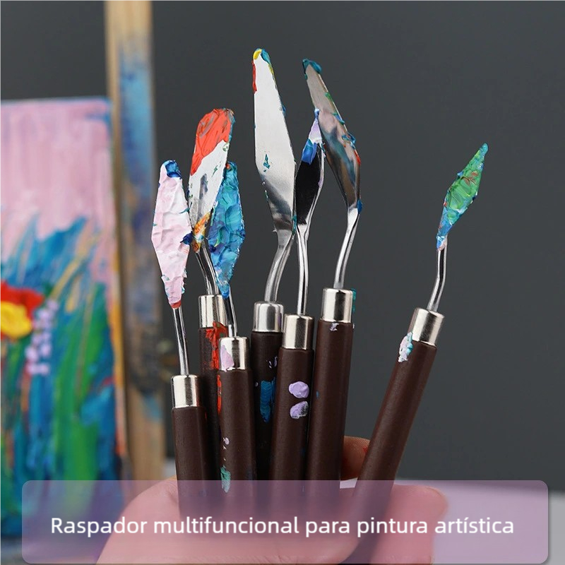 7 pcs Conjunto Faca Pintura a Óleo Aço Inoxidável - Espátula Artista para Artistas e Estudantes