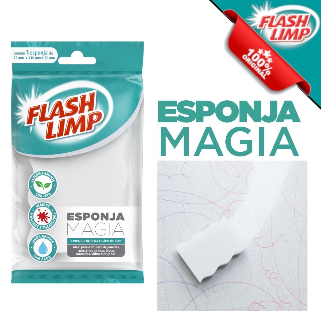Kit 3 Esponjas Mágicas Tira Manchas Flash Limp Limpeza