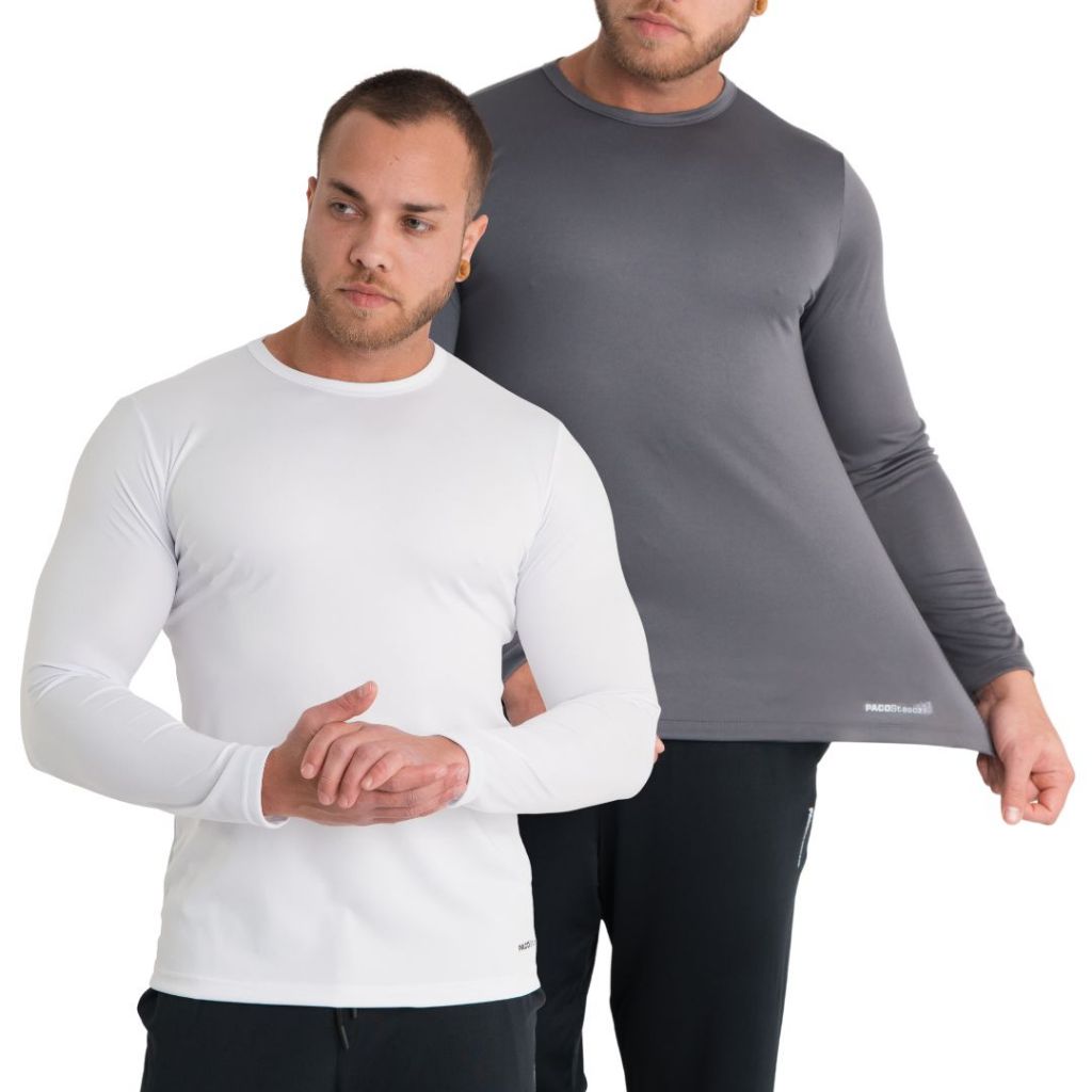 Camisa Térmica Proteção UV50+ Masculina Segunda Pele Camiseta Blusa Seca Rápido Manga Longa Academia em Oferta na Shopee