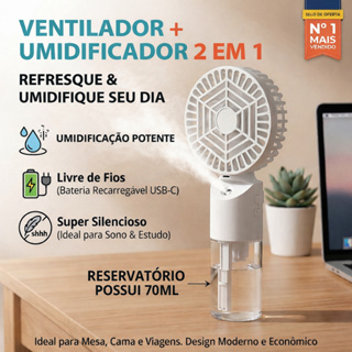 VENTILADOR UMIDIFICADOR PORTÁTIL ONISTEK FA-011 | USB-C | BATERIA | 3 NÍVEIS | RESERVATÓRIO 70 ML | BRANCO em Oferta na Shopee