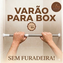 Varão Tubo Extensível Ajustável Sem Furos Cortina Box Banheiro Guarda-Roupa Multiuso