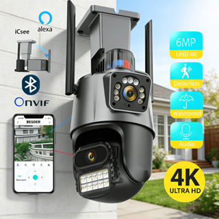 Câmera Segurança Externa Wi-Fi Pro 6MP Dupla Lente 4K Visão Noturna Colorida À Prova D'água Icsee em Oferta na Shopee