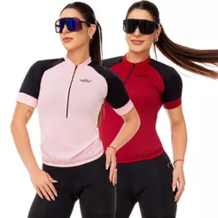 Kit 2 Camisas Camisetas Feminina Ciclismo Proteção Solar UV Bolsos Traseiro Bike Pedal Speed