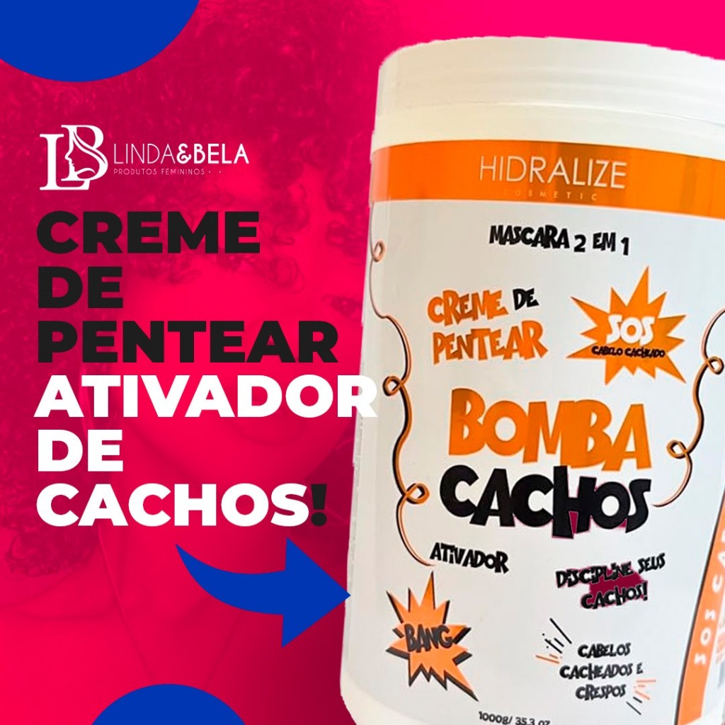 Máscara Bomba Cachos Sos Ativador de cachos e Creme de Pentear 1kg Hidralize