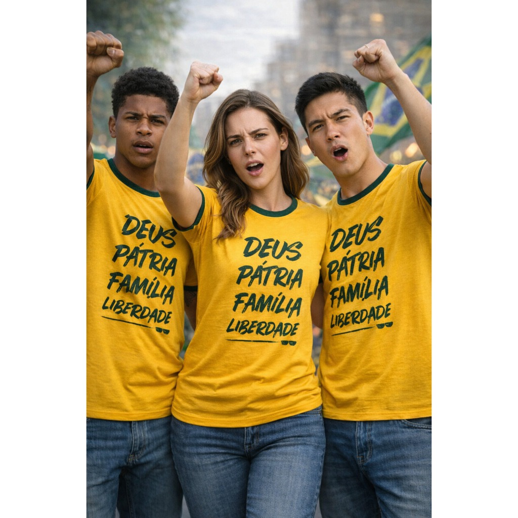 Camiseta Deus patria e familia bolsonaro direita patriota unisex slim 100% algodão premium pronta entrega envio imediato