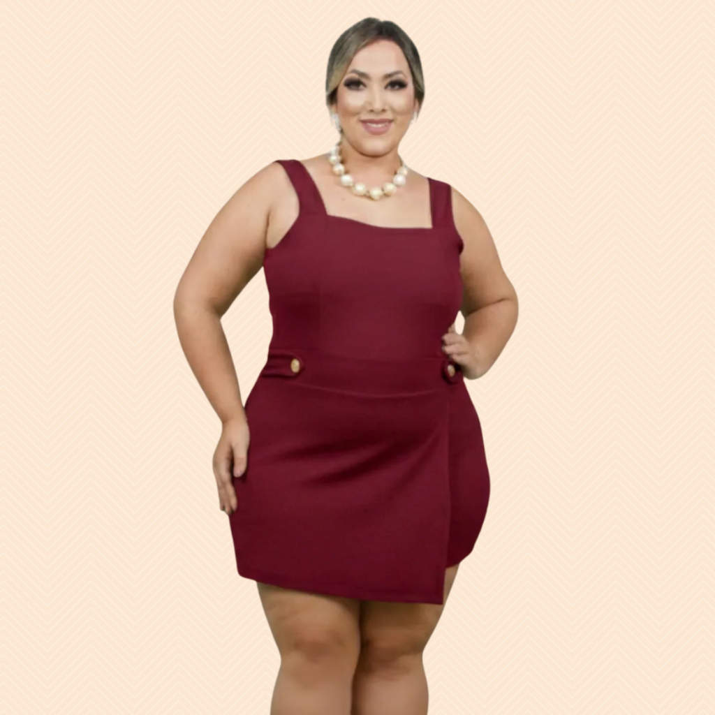 Macaquinho Plus Size Malha Crepe Feminino Soltinho Confortável  Tendência  Blogueira