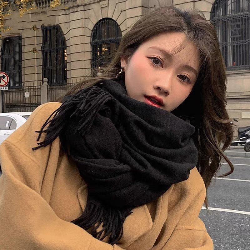 Cachecol Pashmina Lisa Grosso de poliester de 230g com franjas Presentes Quente em Oferta na Shopee