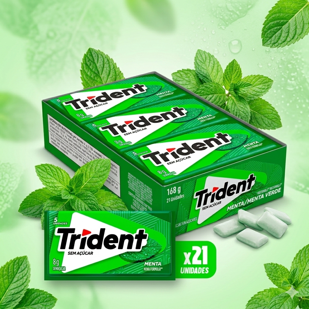 Trident Menta 21un 8g Chiclete Sem Açúcar Para Festa e Revenda em Oferta na Shopee