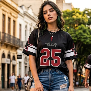 Camiseta T-Shirt Unissex Algodão Billie Eilish 25 Blue Stars em Oferta na Shopee