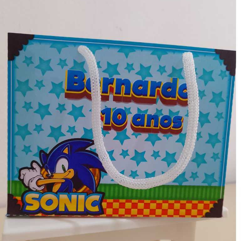 Sacolinha Sonic Personalizado Sacolinha Festa Lembrancinha Mimos Aniversário Sonic PEGUE E MONTE.