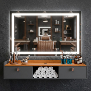 BANCADA BARBEARIA COM GAVETAS PORTAS BARBER POLE SUSPENSA PARA CORTE DE CABELO 7BARBA BOZZANO LIFE em Oferta na Shopee