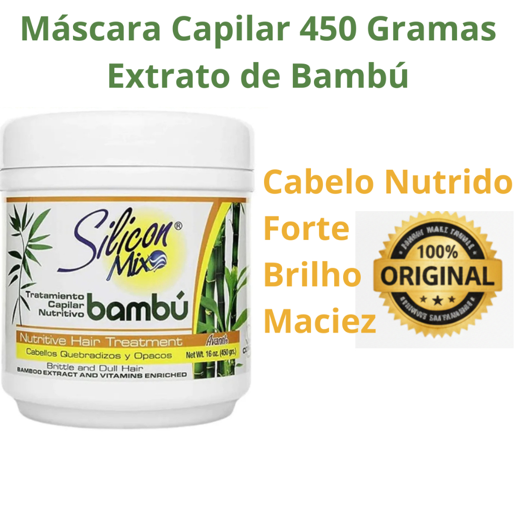 Máscara Nutritiva Silicon Mix Bambu 450g - Cuidado Capilar - Todos os tipos de Cabelo