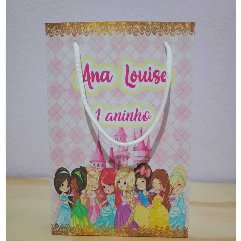 Sacolinha M Personalizada PRINCESAS CUTE DESMONTADA/ Lembrancinha FestaI Infantil/ Sacola Surpresa Pra Festa