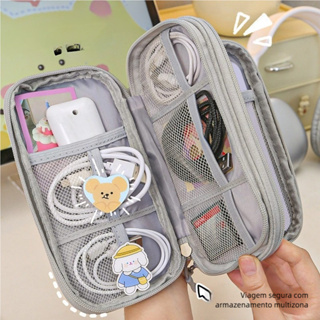 Necessaire Organizadora Portátil Premium - Bolsa para Celular, Cabos e Fios de Carregamento em Oferta na Shopee
