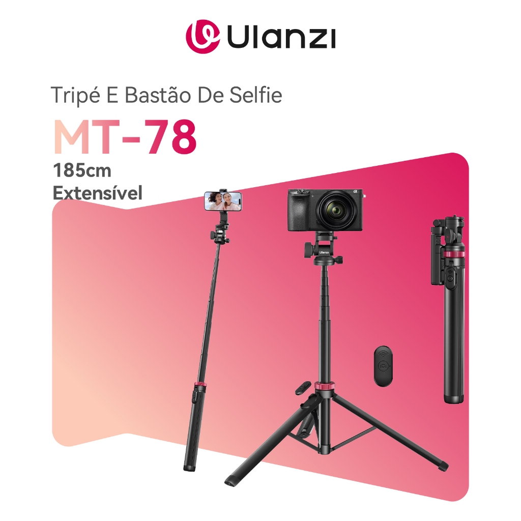 ULANZI MT-78 Tripé Para Celular E Câmera 1,85m Extensível Com Cabeça Ball Head 360°